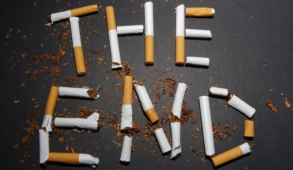 cigarettes cassées et changements dans le corps avec l'arrêt du tabac